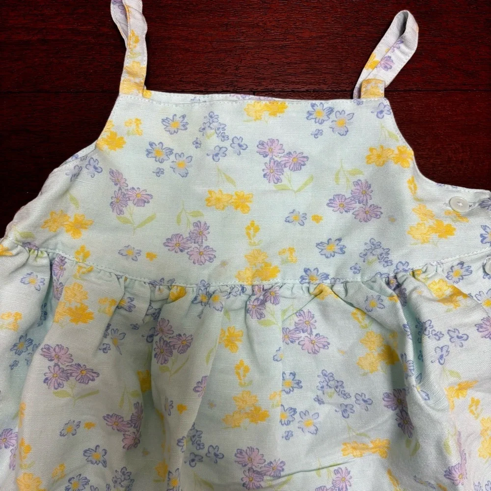 Vintage Gymboree Floral Linen Blend Two Piece Dress